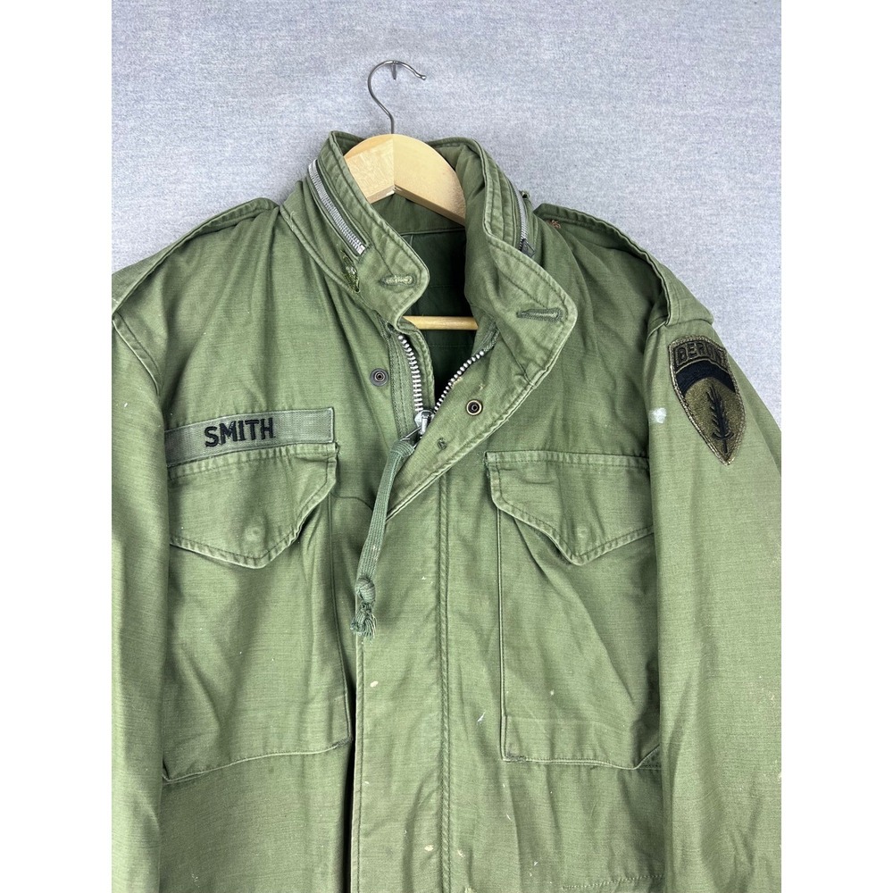 Vintage US‎ Military M-65 Field Jacket Berlin Brigade Patch Green Smith Large